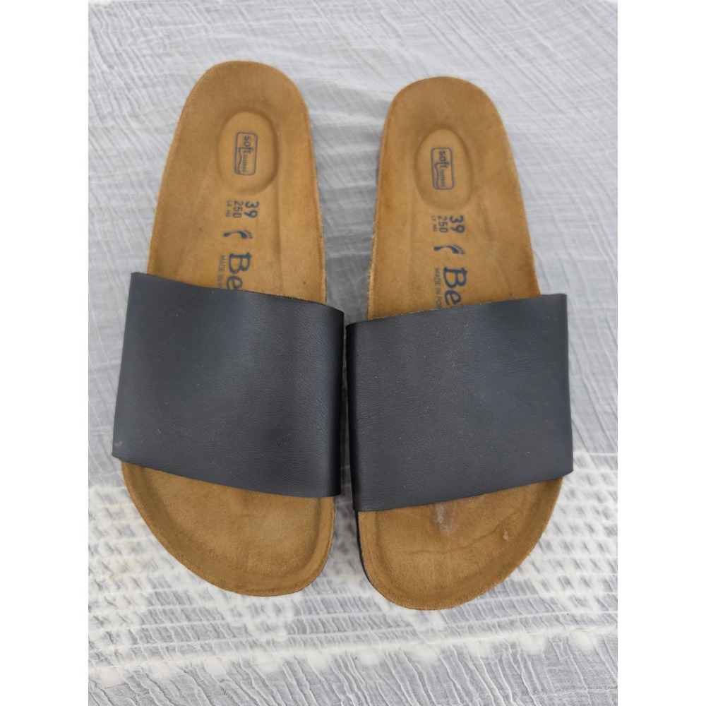Betula by Birkenstock Black Single Strap Soft Footbed Slide Sandals EU 39